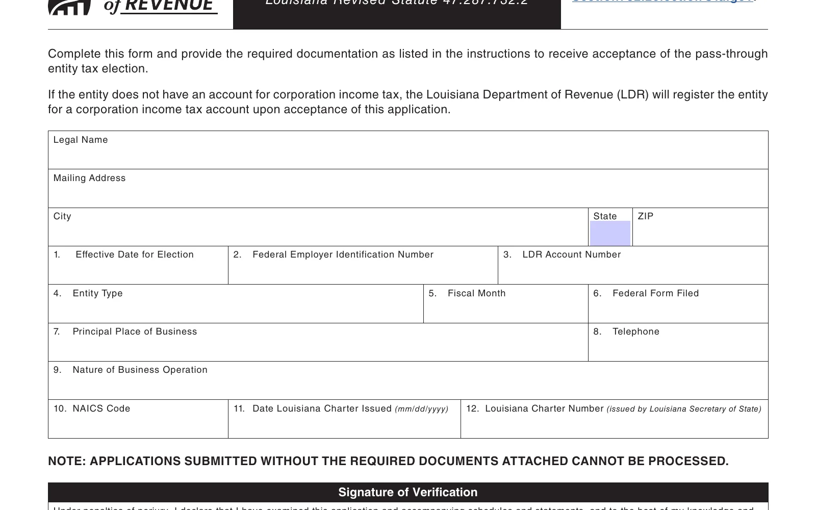 Form R-6980, Pass-Through Entity Tax Election (1/26), page 1, showing the line used to make the Louisiana PTET election: Effective Date for Election.